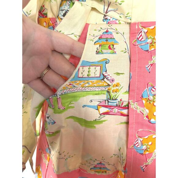 Vintage Retro Whimsical Gardening Baking Apron Tradwife Cottagecore Homemaker - Picture 7 of 11